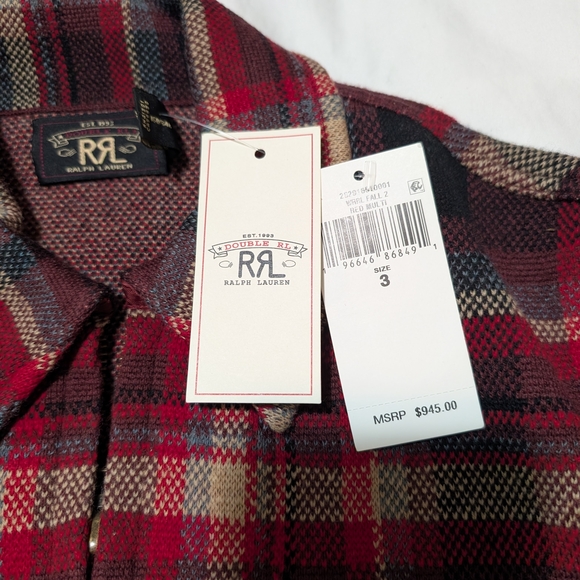 Ralph Lauren Double RL Tartan Cardigan - Red and Tan - Picture 6 of 13